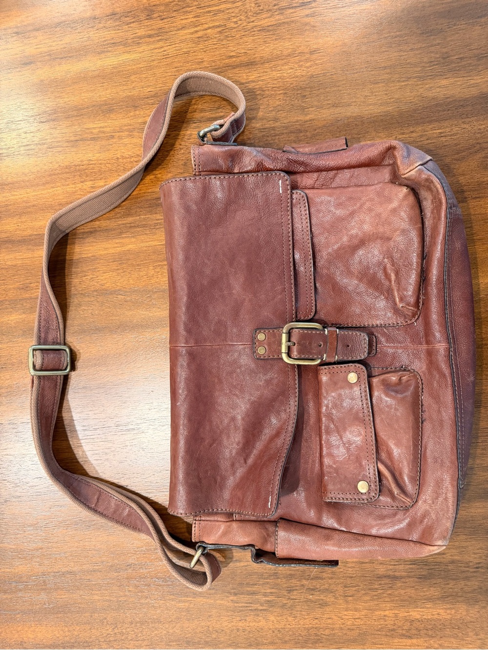 Fossil Brown Leather Messenger Crossbody Bag